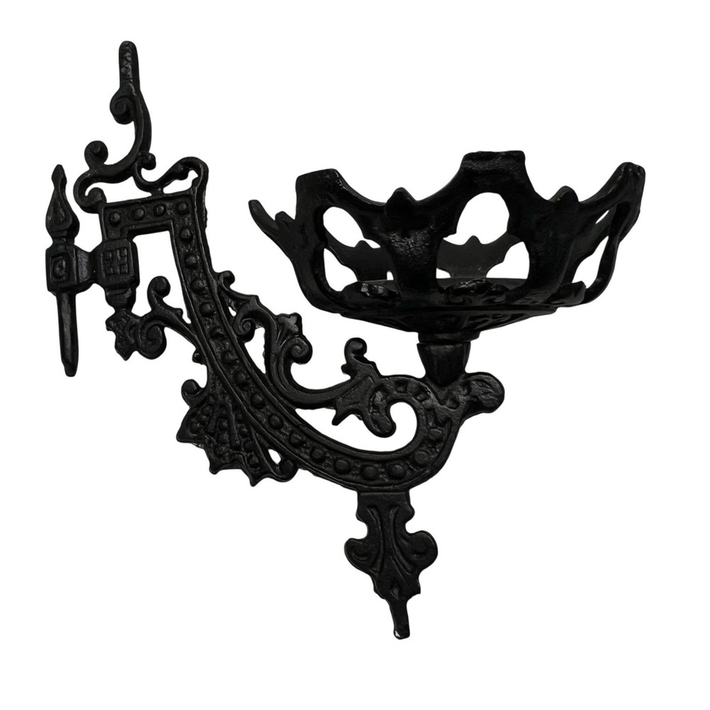 Vintage Victorian Style  Design Cast Iron  Black Candlestick Holder Antique